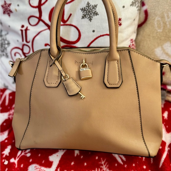 Nine West Tan Satchel Bag with Lock Charm - Picture 2 of 7